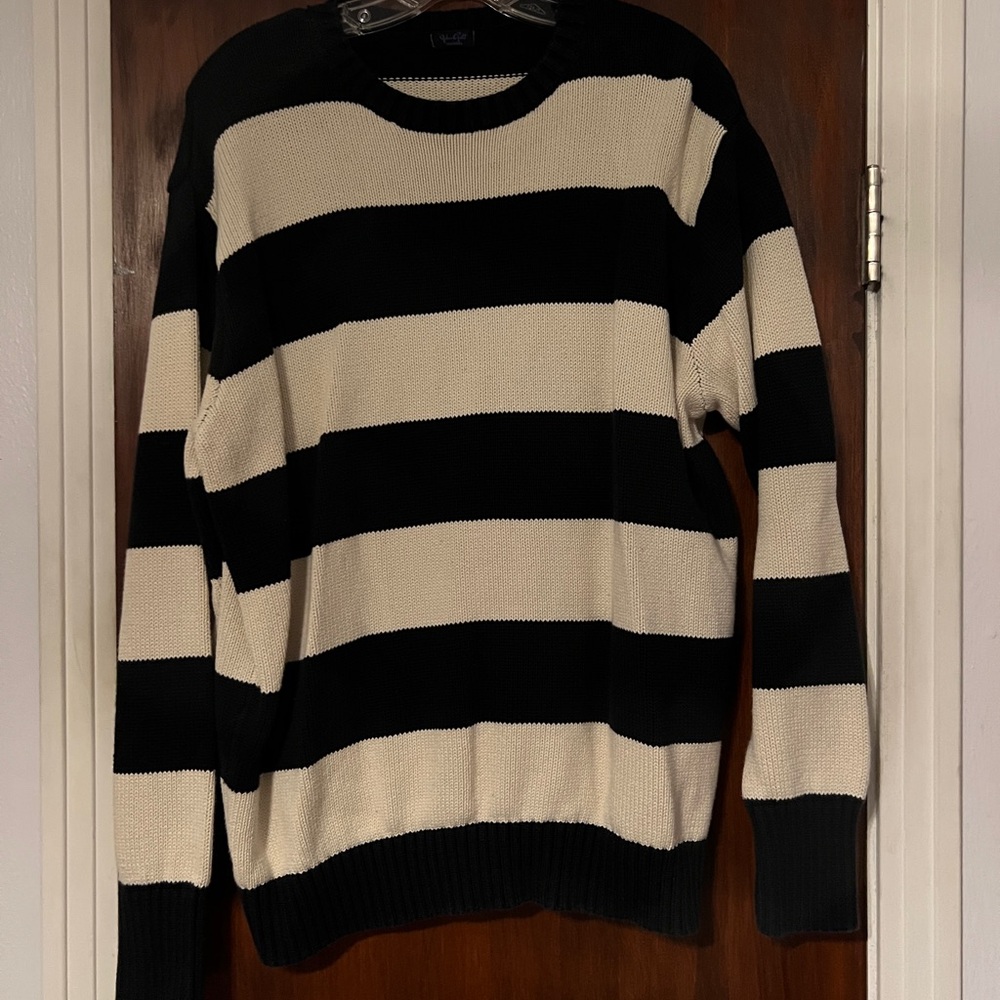 Black and White Striped unisex Sweater